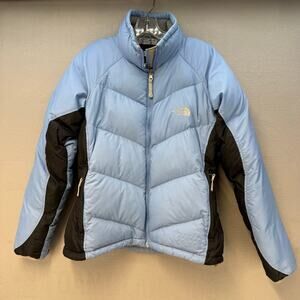 The North Face Coat Women's M Blue Black Goose Down Ski Coat Winter Jacket